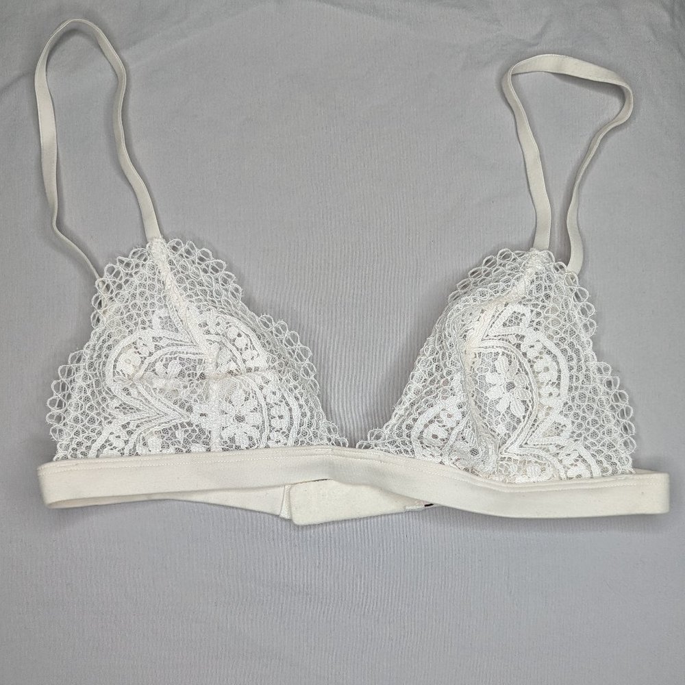 White Cream Lace Bra Sexy Lingerie (XS) Victoria's Secret